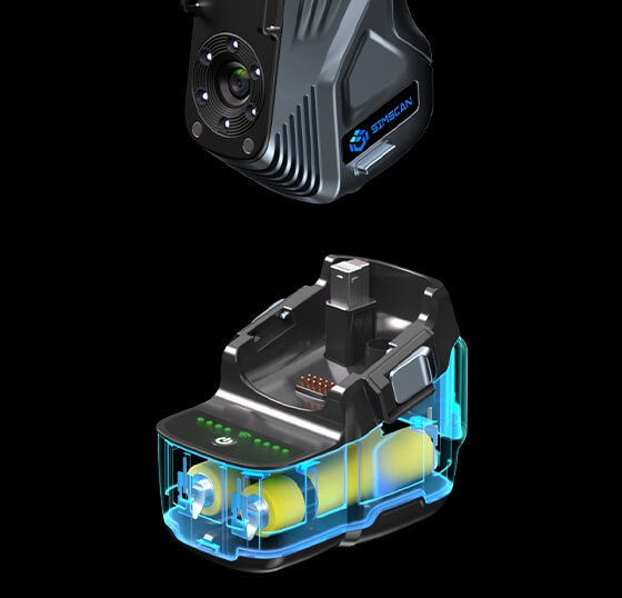 SIMSCAN-E with hot-swappable dual batteries visible.